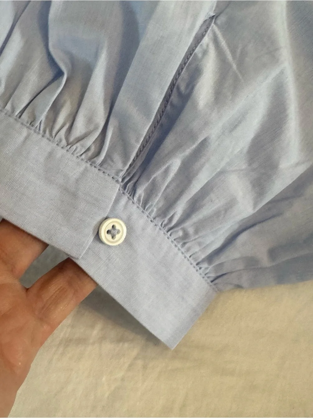 J. Crew Light Blue Smock-neck puff-sleeve top in cotton poplin- Small- like new!